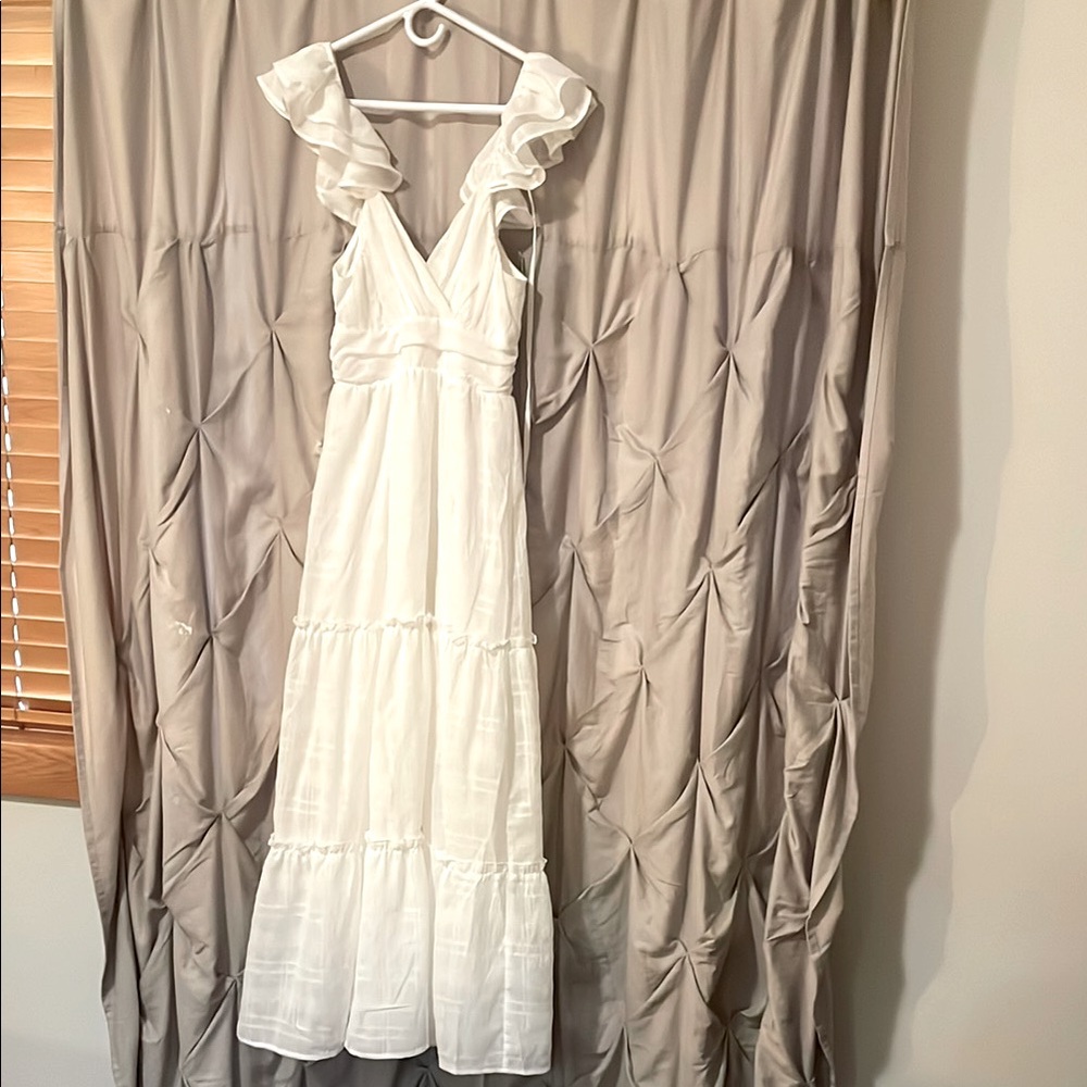 Altar'd State White Ruffle Maxi Dress
